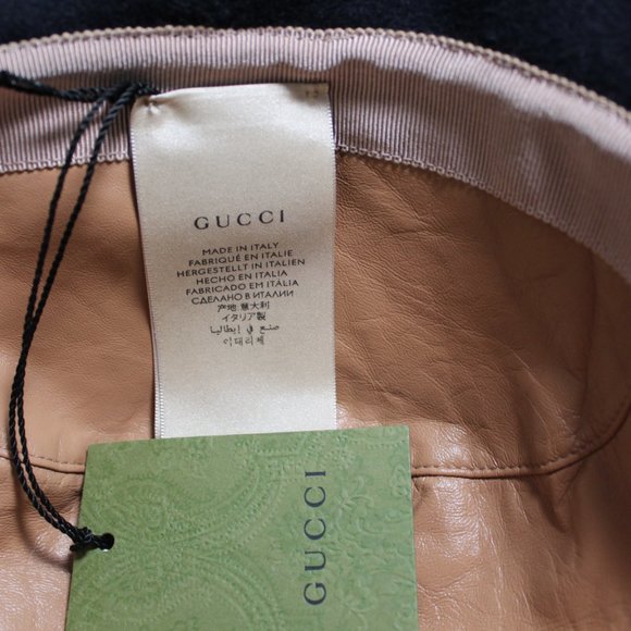 NWT GUCCI GG Supreme Monogram Leather Wool Bucket Hat M 57 cm 679426 UNISEX - Picture 3 of 9
